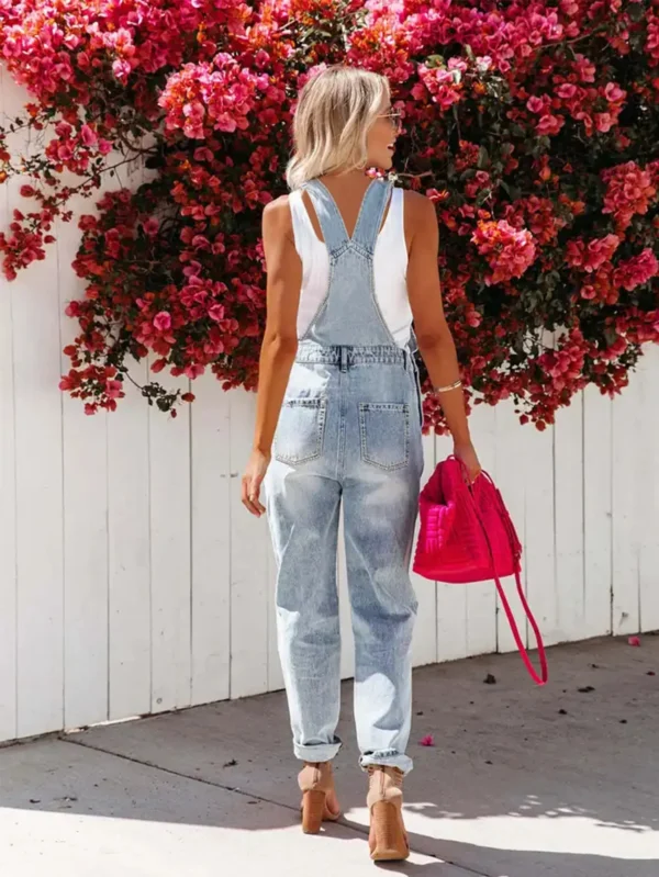 Fashion Versatile Jean Jumpsuits Women Wide Leg Overalls Loose Strap Pants Denim Jumpsuit Women - Image 3