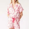 Custom Full Over Print Satin Silk Pajamas Women's Nightgown Two-piece Sleepwear Summer Home Wear - Image 2