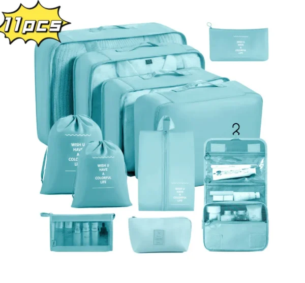Unisex 11pcs/set Travel Organizer Set Luggage Bag Custom Logo Printed Letters Zippered Open Daily Outdoor Activities - Image 2